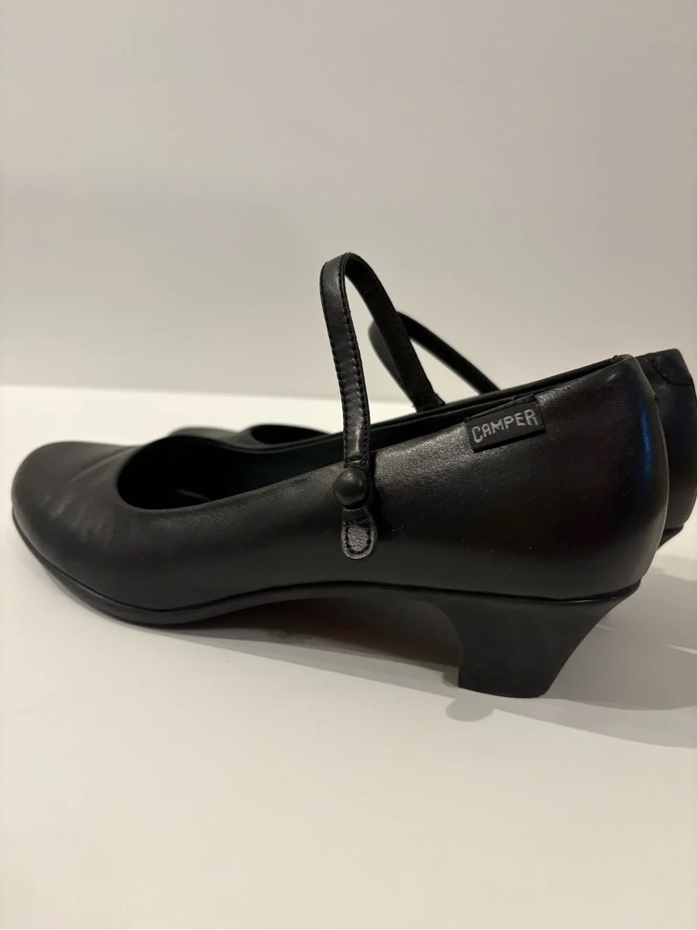 Camper Black Leather Mary Jane Heels – Classic Minimal Low Heel - Picture 6 of 6